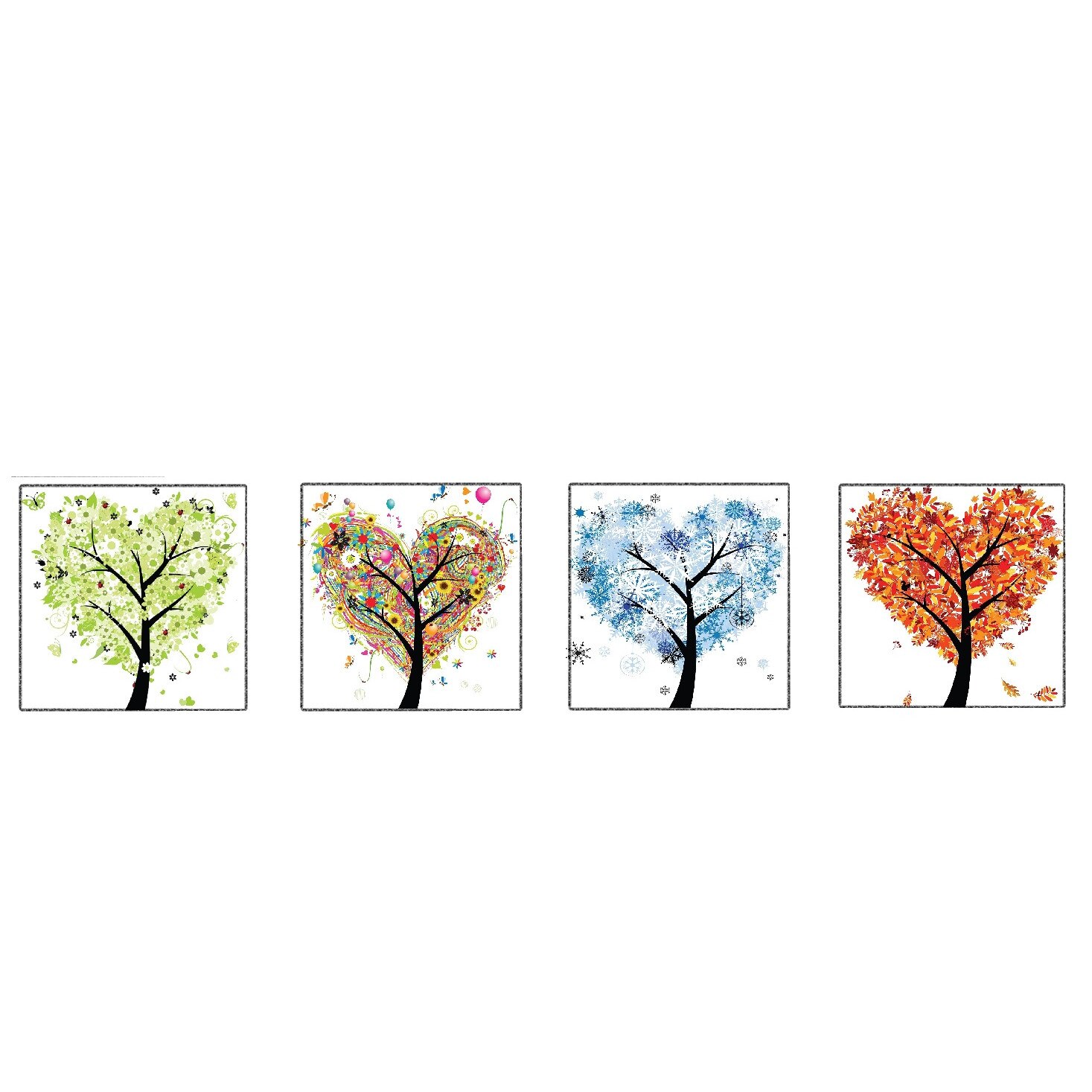 Tablou canvas 4 piese patrat pomi 1 (70 x 70 cm)