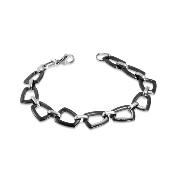 Fekete fantázia- acél-kerámia férfi karkötő