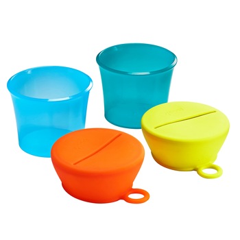 Set 2 caserole cu capace de silicon Snug Snack Boon Set 2 caserole cu capace de silicon Snug Snack Boon