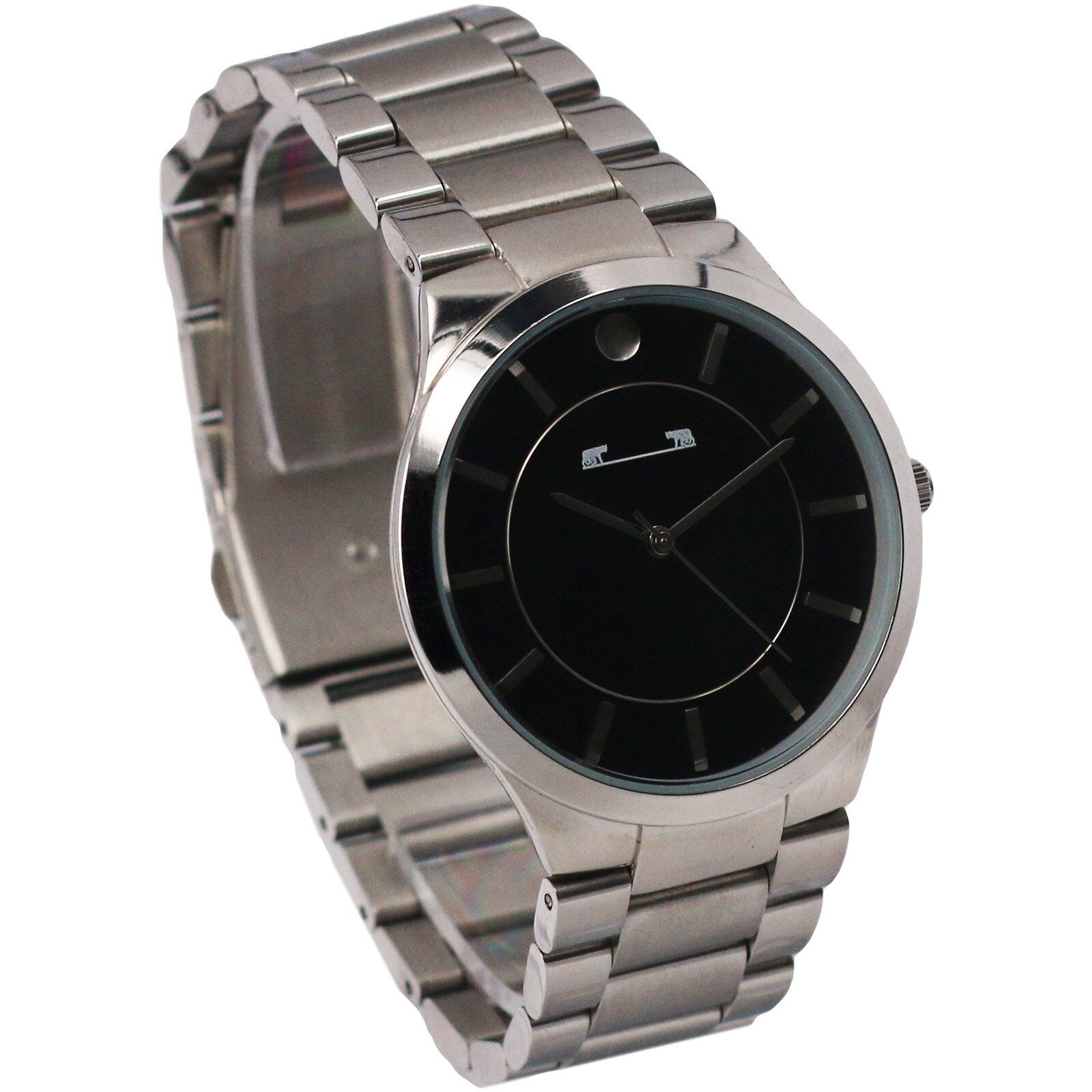 Ceas unisex cu bratara metalica argintie Round, Matteo Ferari, cutie cadou, culoare argintiu, cadran negru, indicatori argintii, Otel inoxidabil