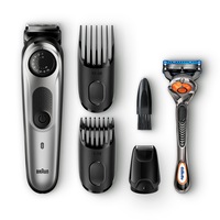 Aparat de tuns barba si par, Braun, BT5065, Baterie Li-Ion, Indicator LED, Gillette Fusion5 ProGlide, Argintiu/Negru
