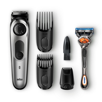 Aparat de tuns barba si par, Braun, BT5065, Baterie Li-Ion, Indicator LED, Gillette Fusion5 ProGlide, Argintiu/Negru