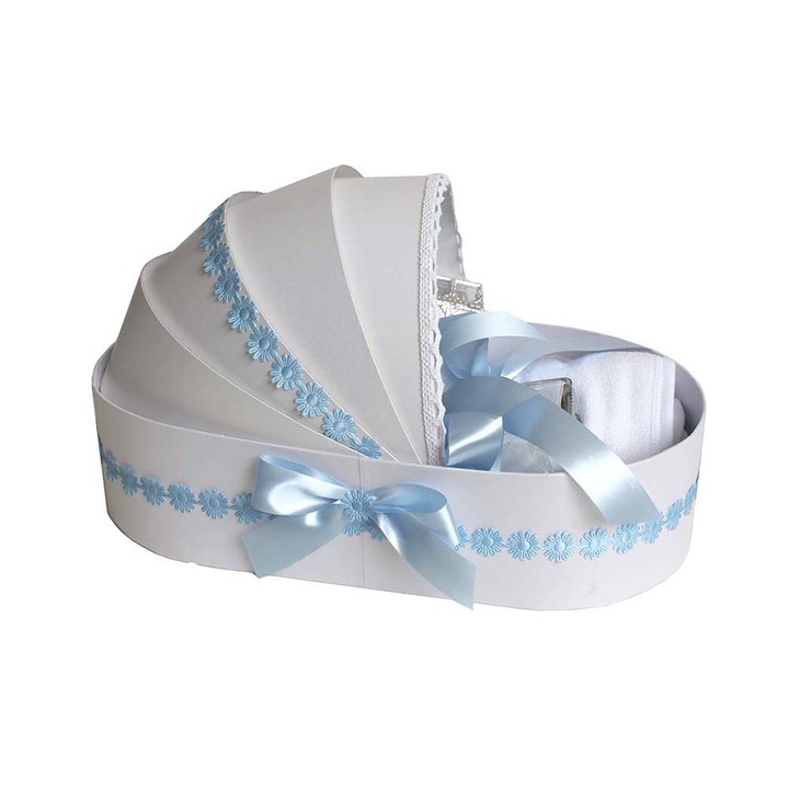 Trusou botez landou floricele bleu, 8 piese Creativ520