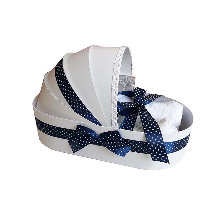 Trusou botez landou bleumarin buline si prosop personalizat, 9 piese Creativ521