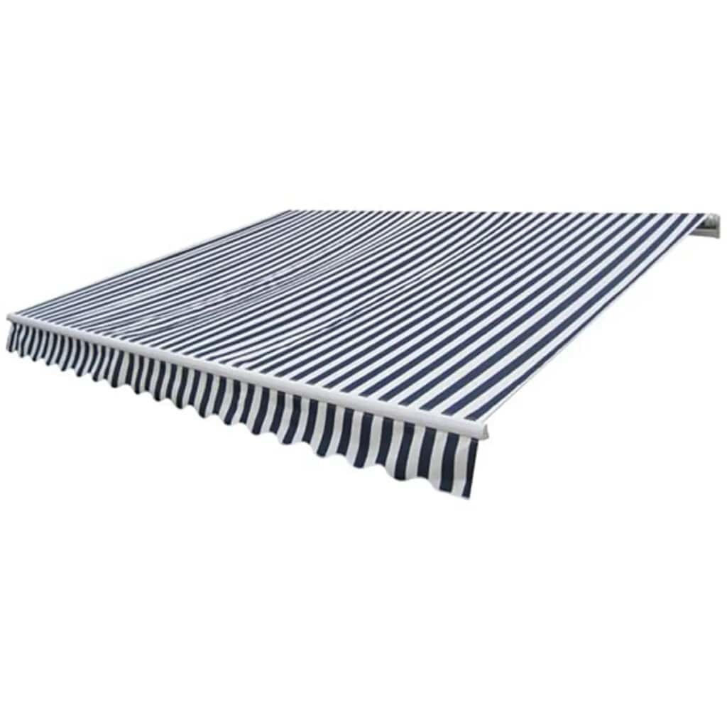 Copertina retractabila cu actionare manuala, vidaXL, Tesatura, Albastru cu alb, 300 x 250 cm