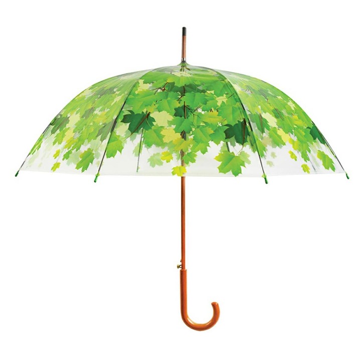 Átlátszó esernyő, levélmintás, átmérője 93 cm