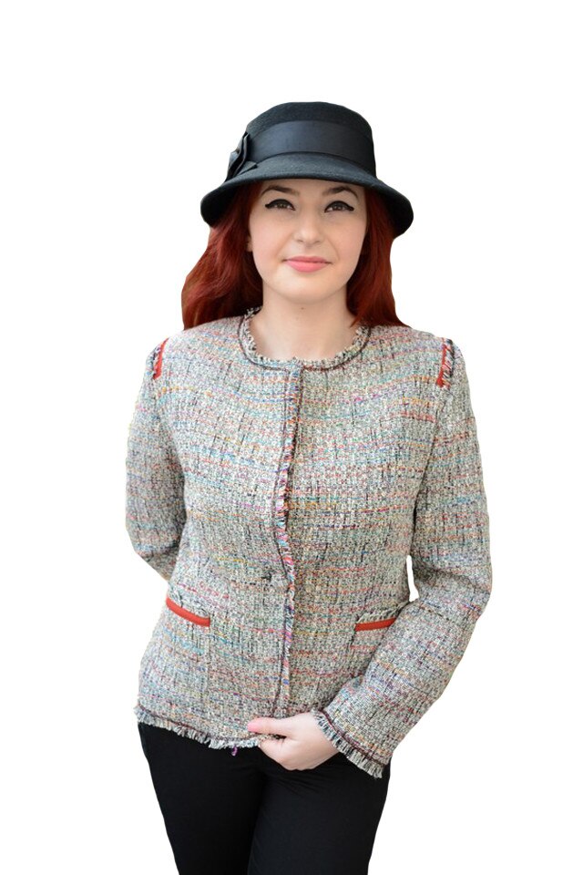 Sacou casual maneca lunga,tesatura cu fibre multicolore,D&J Exclusive,, Multicolor