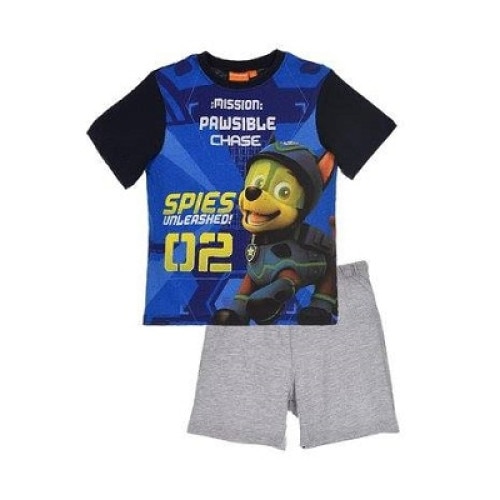 Pijama, maneca scurta, Mission Chase, bleumarin cu gri,6 ani