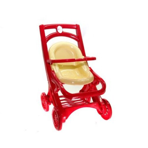 Carucior pentru papusi Doloni, rosu cu crem