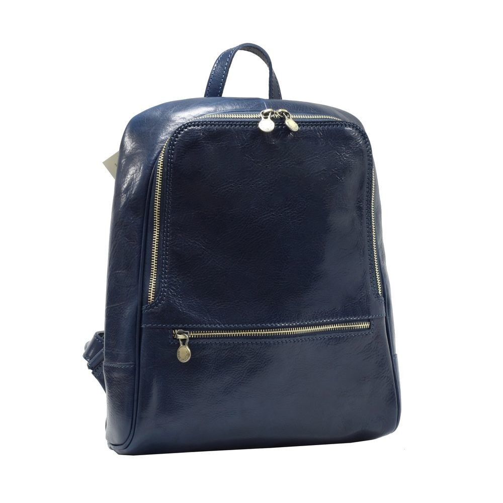 Rucsac de dama din piele naturala vachetta, bleumarin, Suveran