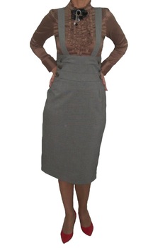 Fusta moderna, conica, talie inalta, design cu nasturi, D&J Exclusive, Gri Fusta moderna, conica, talie inalta, design cu nasturi, D&J Exclusive, Gri