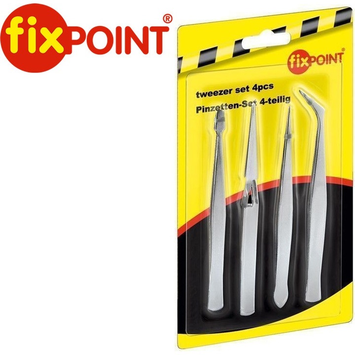 Комплект пинсети 4 бр. FixPoint (неръждаеми)