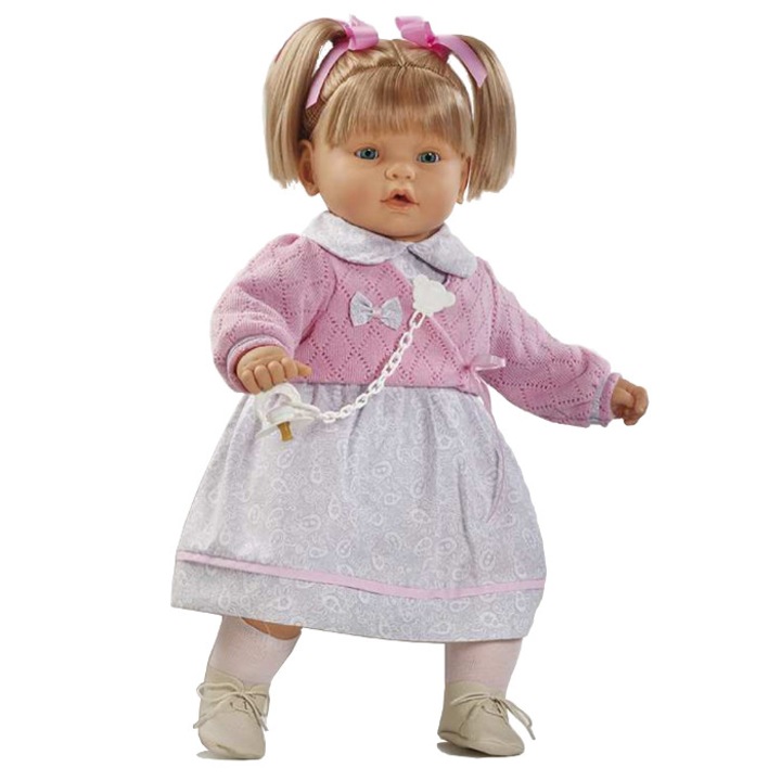 Papusa interactiva Ines in rochita si bolero roz, 62 cm, Berbesa