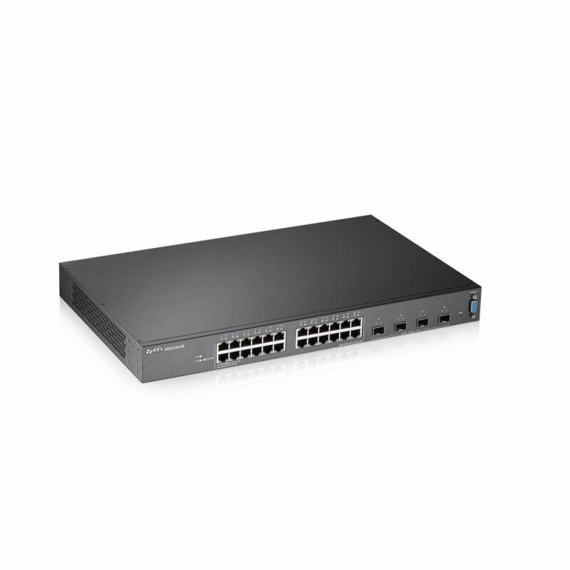 Switch Zyxel XGS2210-28HP , 24 x 10/100/1000 Mbit/s , 4 x 10 Gbe SFP Full Management ,Layer 2-3 , PoE , Rackabil , Stacking