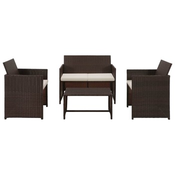 Set mobilier de gradina, cu masa si fotolii, vidaXL, Poliratan, Maro, 70 x 40 x 38 cm Set mobilier de gradina, cu masa si fotolii, vidaXL, Poliratan, Maro, 70 x 40 x 38 cm