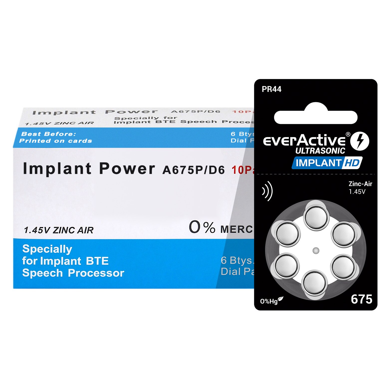 Baterii EverActive Implant HD 675 pentru proteze auditive, 10 blistere /60 bucati