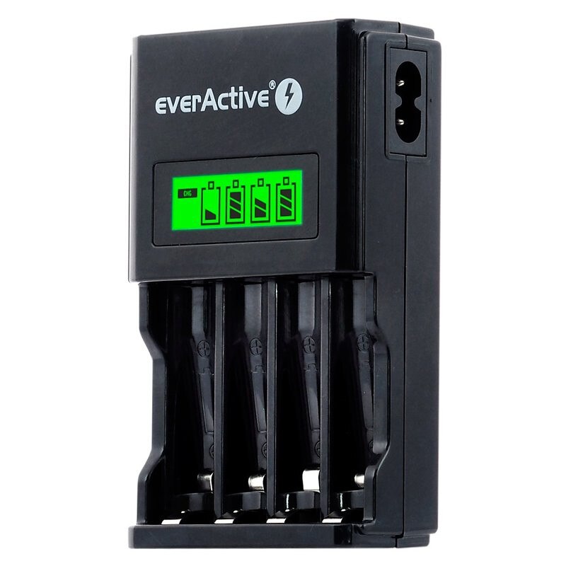 Incarcator EverActive NC-450 Black Edition, pentru acumulatori Ni-Mh AA si AAA, 4 canale