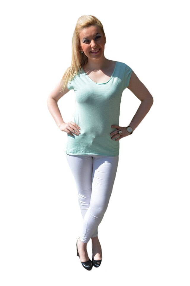 Tricou tineresc,imprimeu de stelute albe,D&J Exclusive,, Albastru deschis