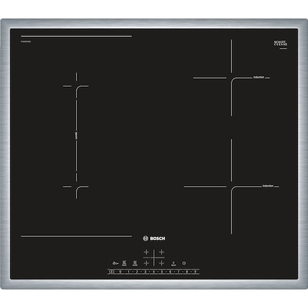 Plita incorporabila Bosch PVS645FB5E, Inductie, 4 zone de gatit, PowerBoost, QuickStart, Timer, Touch Control, 60 cm, Negru