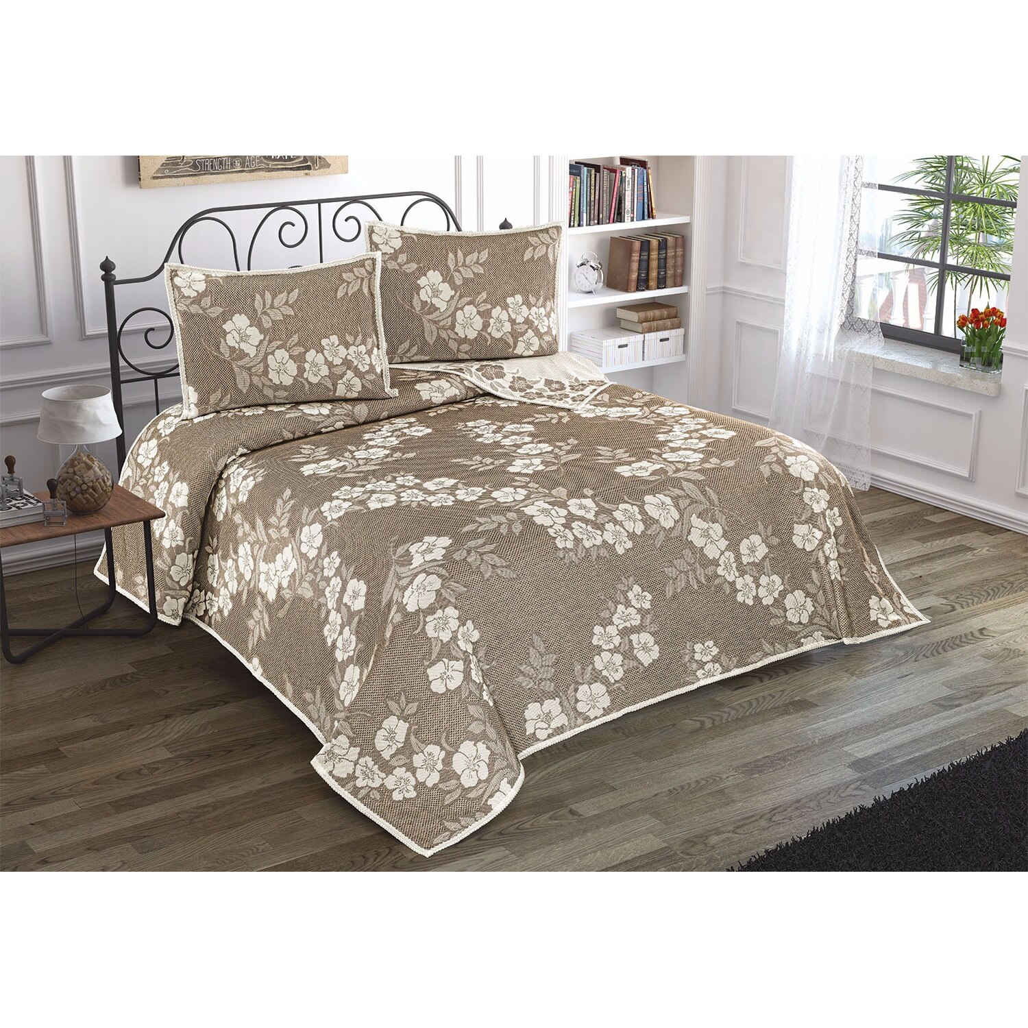 Set de Cuvertura dubla de pat cu 2 fete de perna, Valentini Bianco, Nelly Brown