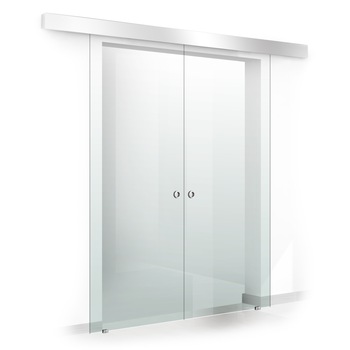 Usa glisanta Boss Duo, sticla clara 8 mm, culisanta in ambele directii, dim 215 x 60+60 cm Usa glisanta Boss Duo, sticla clara 8 mm, culisanta in ambele directii, dim 215 x 60+60 cm