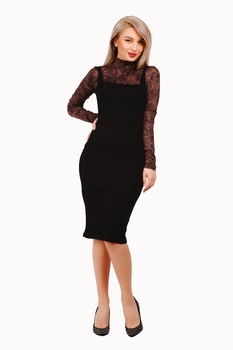 Rochie office conica cu bretele, Kiki Riki, marime 36 EU Rochie office conica cu bretele, Kiki Riki, marime 36 EU