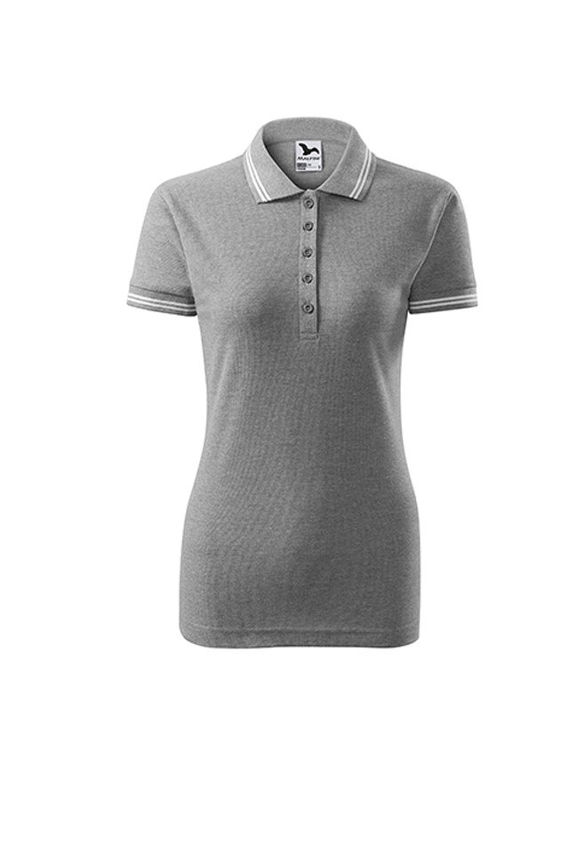 Tricou polo dama, Malfini, cambrat, urban, Gri