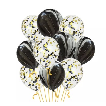 Set 10 Baloane Latex Marmorate Pentru Petrecere, Negru Set 10 Baloane Latex Marmorate Pentru Petrecere, Negru