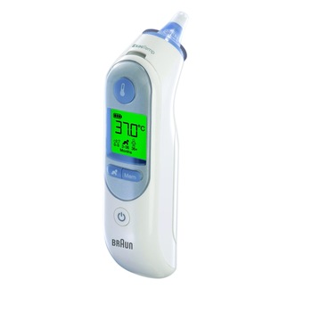 Set termometru pentru copii cu infrarosu Braun ThermoScan 7 IRT 6520, digital, pentru ureche, capac protectie, baterii Set termometru pentru copii cu infrarosu Braun ThermoScan 7 IRT 6520, digital, pentru ureche, capac protectie, baterii