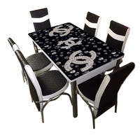 set masa extensibila bucatarie 6 scaune modern 170x80x75 cm albnegru imagen 32_0_
0