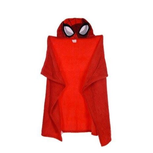 Paturica, pluss cu gluga, rosie, Spider Man, 80 x 120 cm