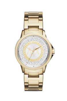 ARMANI EXCHANGE, Ceas din otel inoxidabil cu cadran decorat cu cristale, Auriu ARMANI EXCHANGE, Ceas din otel inoxidabil cu cadran decorat cu cristale, Auriu