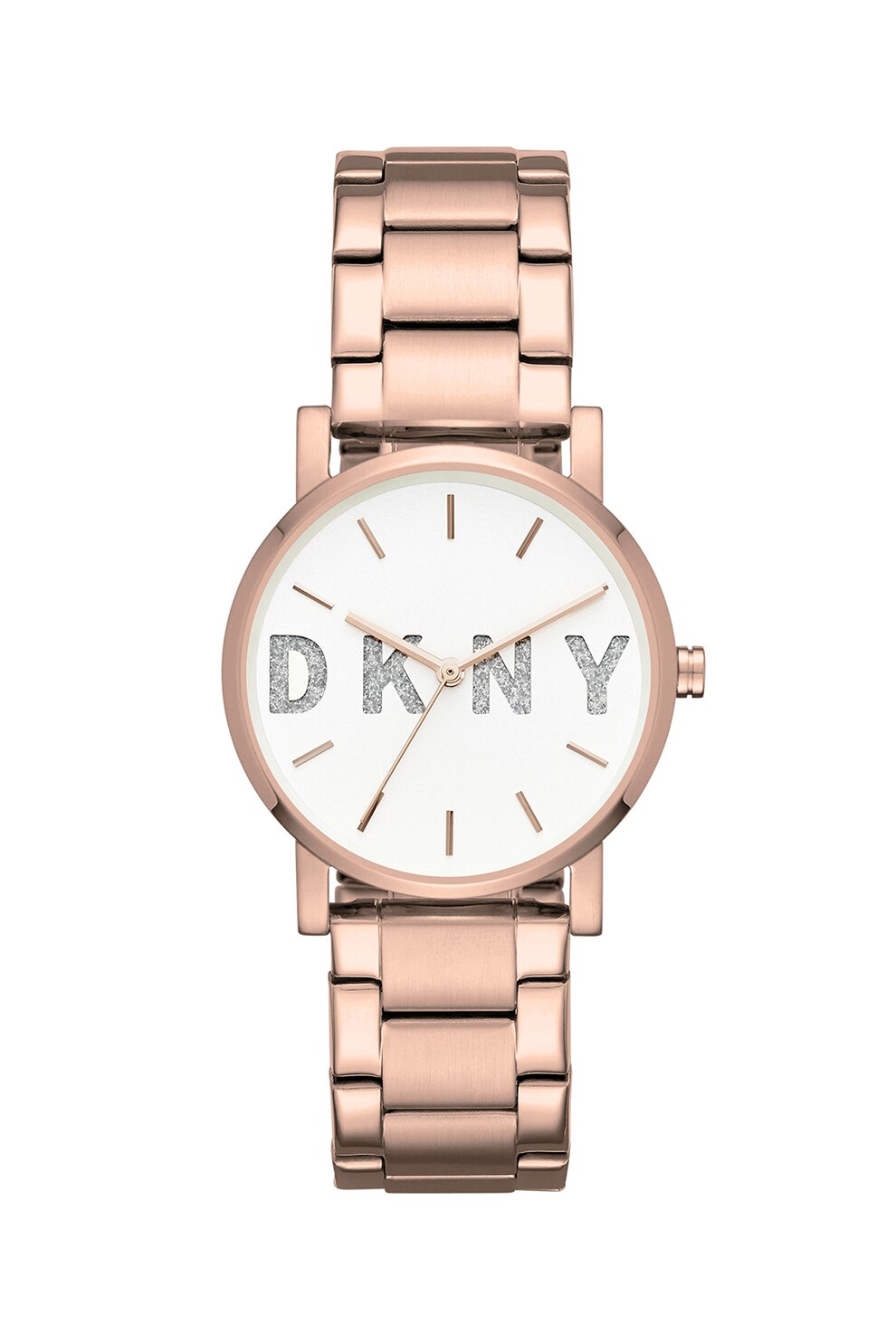 DKNY, Ceas quartz cu logo stralucitor pe cadran, Auriu rose