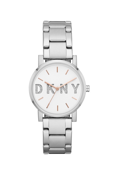 DKNY, Кварцов часовник с брокат на циферблата, Сребрист