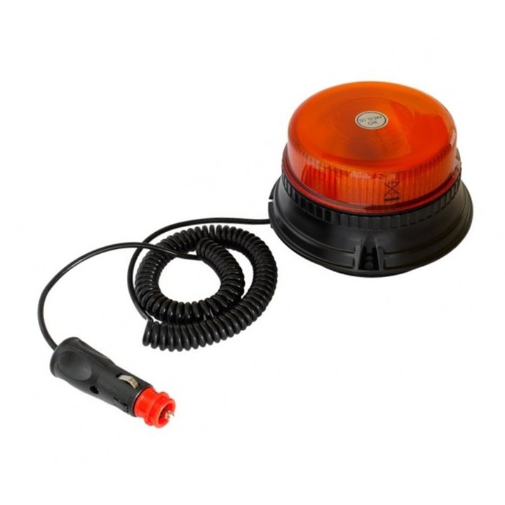 Autós jelzőfény forgó vagy stroboszkóp hatású 12V/24V narancssárga 12 3W LED-del