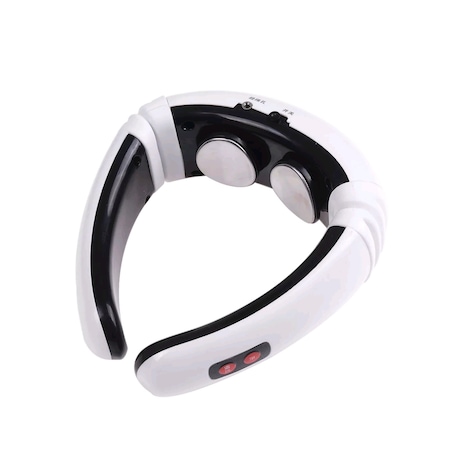 Aparat De Masaj Cervical GAIA SH-208, Portabil, Cu Impulsuri Electromagnetice, 6 Programe De Masaj, 2 Electrozi Inclusi, Alb/Negru