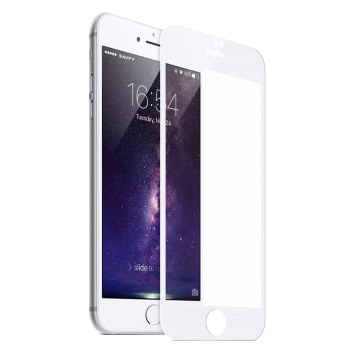 MaxCell edzett üveg védőfólia, Full Glue, 6D / 9H Apple iPhone 6/6s - fehér
