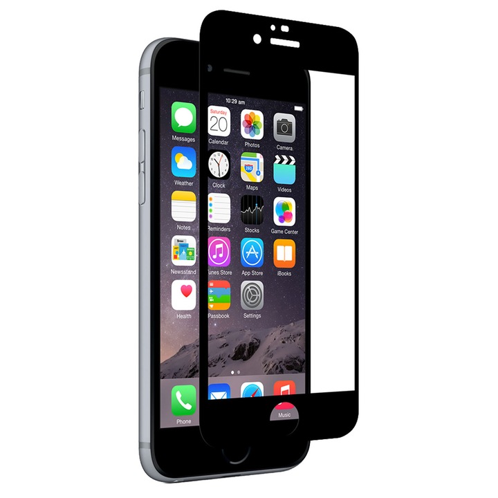 MaxCell edzett üveg védőfólia, Full Glue, 6D / 9H Apple iPhone 6/6s - fekete