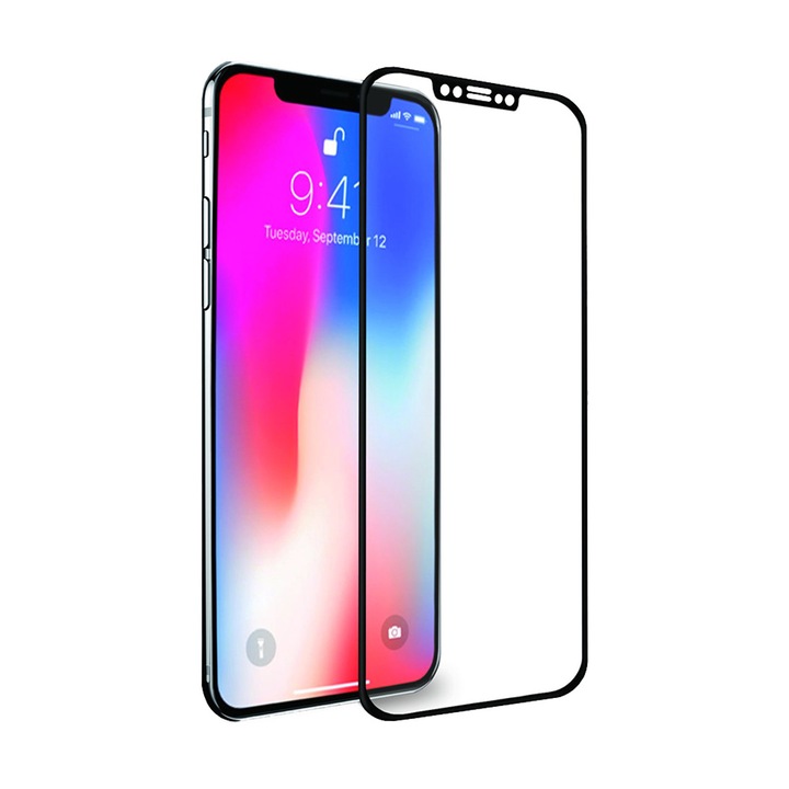 MaxCell edzett üveg védőfólia, Full Glue, 6D / 9H Apple iPhone X/Xs-hez