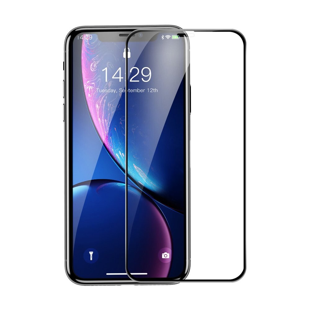 Folie din sticla temperata mata, 3D, Baseus Rigid-edge, 0.3 mm, pentru iPhone XS / X, negru