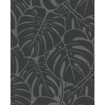 Tapet Frunze Spuma Vinilica Texturat Ella 6761-10 Negru/Argintiu 0.53m X 10m=5mp/Rola Tapet Frunze Spuma Vinilica Texturat Ella 6761-10 Negru/Argintiu 0.53m X 10m=5mp/Rola