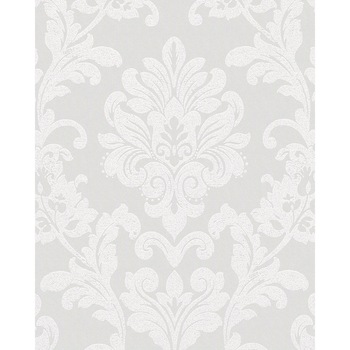 Tapet Classic Spuma Vinilica Cu Sclipici Fin Ella 6762-10 Argintiu/Alb 0.53m X 10m=5mp/Rola Tapet Classic Spuma Vinilica Cu Sclipici Fin Ella 6762-10 Argintiu/Alb 0.53m X 10m=5mp/Rola