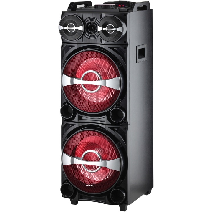 Преносима тонколона Akai DJ-222, Активна, Bluetooth, Ефект DJ, Батерия, Trolley