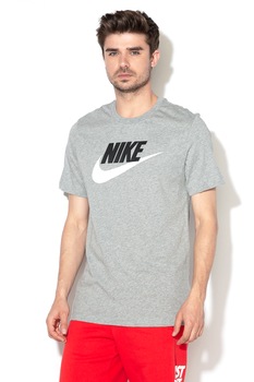 Nike, Tricou cu imprimeu logo Icon Futura, Gri melange