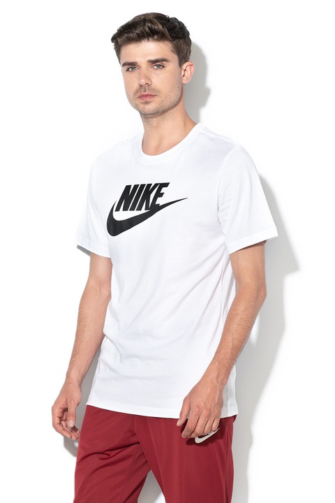 Nike, Tricou cu imprimeu logo Icon Futura, Alb/Negru