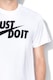 Nike, Памучна тениска Swoosh с лого, Бял, XL