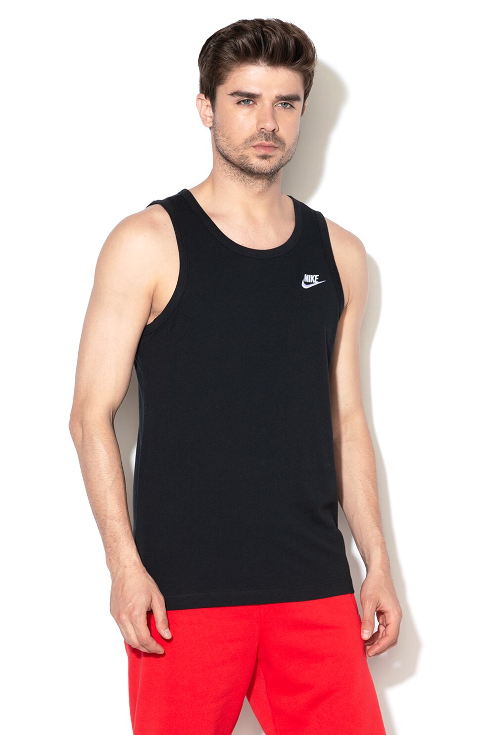 Nike, Top cu logo brodat, Negru
