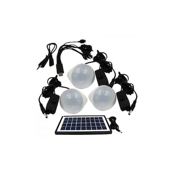 Sistem Iluminare LED cu Incarcare Solara, 3 Becuri LED si Lampa Portabila , Port USB , AC 220-240V 50-60Hz , Negru Sistem Iluminare LED cu Incarcare Solara, 3 Becuri LED si Lampa Portabila , Port USB , AC 220-240V 50-60Hz , Negru