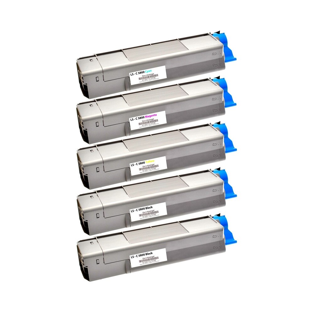 Set 5 Cartuse C5800 2BK/C/M/Y 27000 Pag compatibil OKI C5800n / C5800dn / C5900n / C5900dn / C5900dtn / C5550 MFP