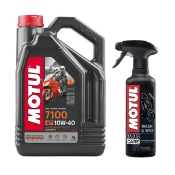 Ulei motor Motul 7100, 10W40 4T, 4L + Spray intretinere carena moto Motul WASH & WAX 400ml Ulei motor Motul 7100, 10W40 4T, 4L + Spray intretinere carena moto Motul WASH & WAX 400ml